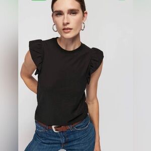 Nation LTD Black Ruffle Sleeve Tank Top